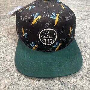 Kids' Dragonfly Print Snapback Hat - Black & Green 56cm
